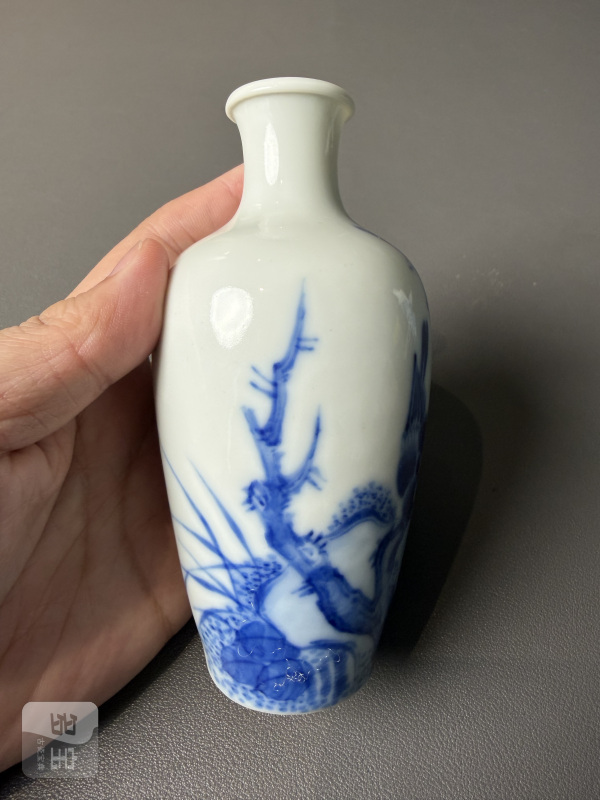 民国 王步风格青花花鸟图瓶两件 - 图3